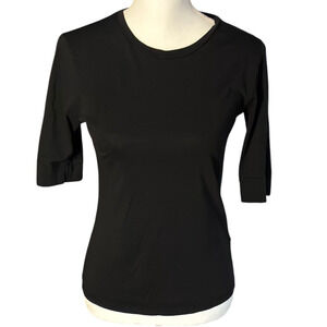 Frame Black Le Mid Rise 70s Tee Shirt Size Medium Black Pima Cotton Neutral